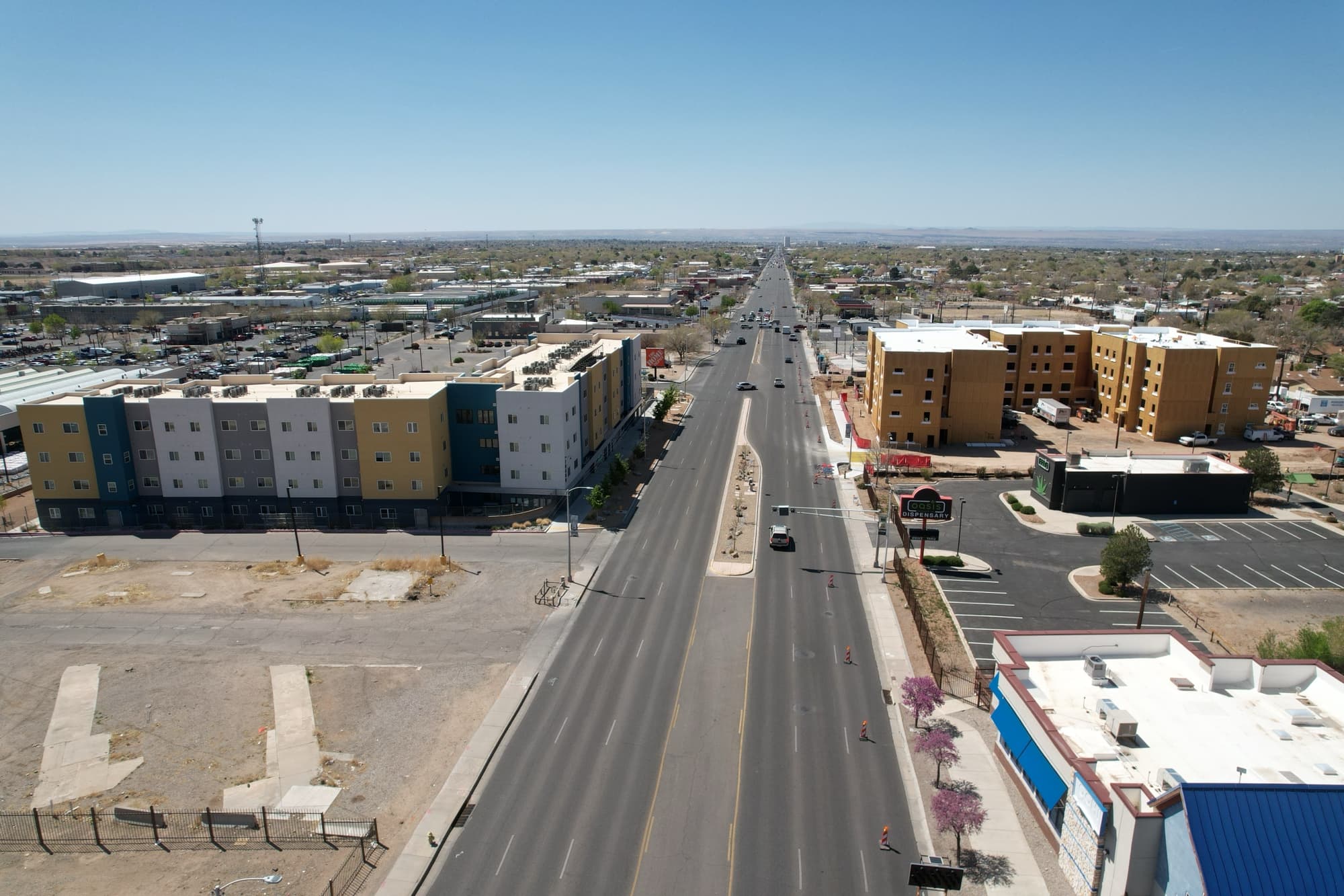 Drone image of Luminaria and Farolito